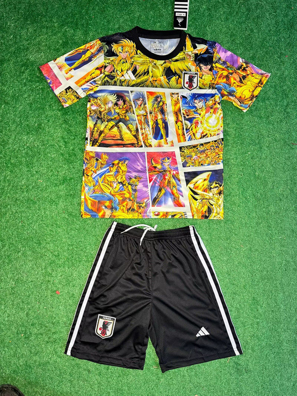 Youth Uniform Kids Kit 2025 Japan Yellow COMIC Soccer Jersey Shorts Child Football Set