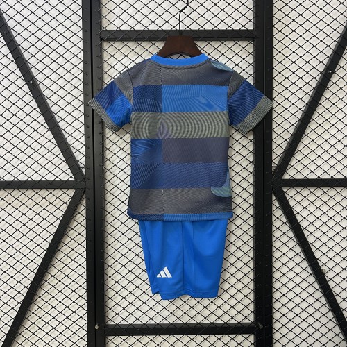 Youth Uniform Kids Kit 2025-2026 Real Madrid Blue Soccer Training Jersey Shorts Child Football Set