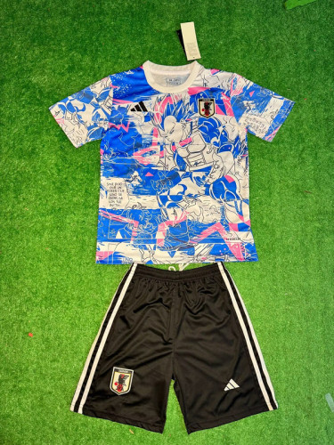Youth Uniform Kids Kit 2025 Japan Blue COMIC Soccer Jersey Shorts Child Football Set