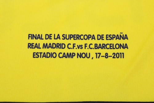 with Front Lettering+LFP Patch Retro Jersey 2011-2012 Real Madrid Yellow Goalkeeper Soccer Jersey