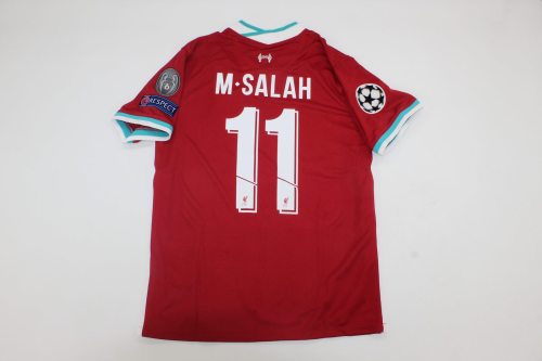 with UCL Patch Retro Jersey 2020-2021 Liverpool M.SALAH 11 Home Soccer Jersey Vintage Football Shirt