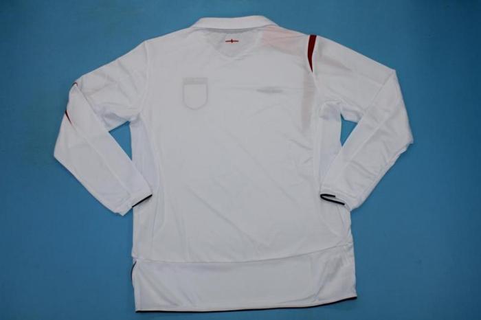 with Euro Patch Retro Jersey Long Sleeve 2006 England Home Soccer Jersey