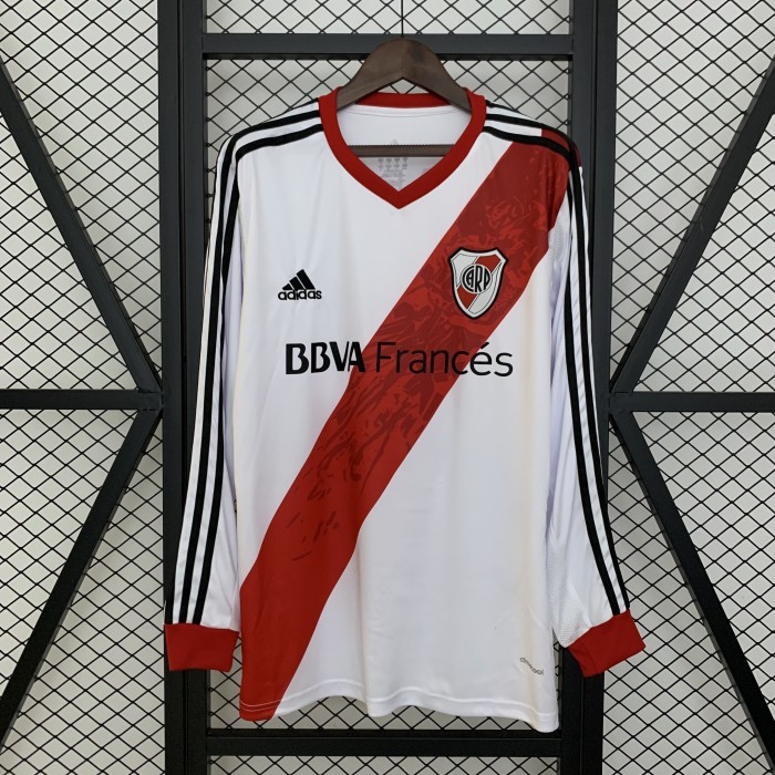 Long Sleeve Retro Jersey 2013-2014 River Plate Home Soccer Jersey LS Vintage Football Shirt