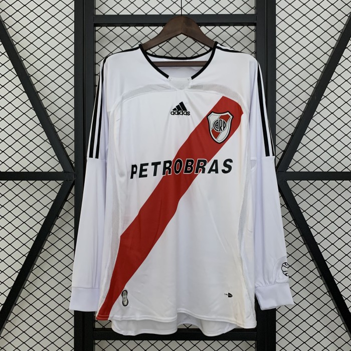 Long Sleeve Retro Jersey 2006-2007 River Plate Home Soccer Jersey LS Vintage Football Shirt