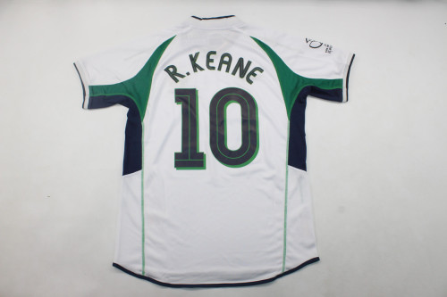 Retro Jersey 2002 Ireland R.KEANE 10 Away White Soccer Jersey Vintage Football Shirt