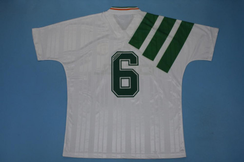 Retro Jersey 1992-1994 Ireland 6 Away White Soccer Jersey Vintage Football Shirt