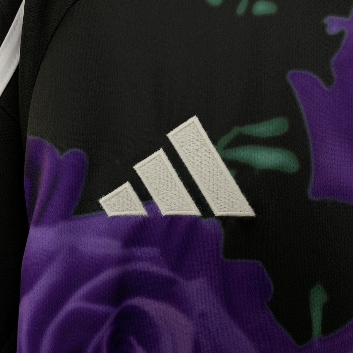 Fans Version 2025-2026 Real Madrid Black/Purple Flower Soccer Jersey Real Football Shirt