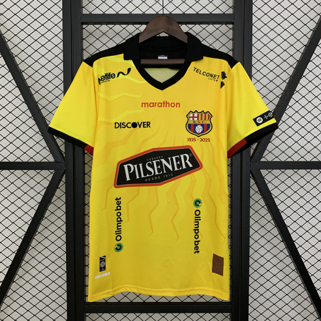 Barca Camisetas de Futbol Fans Version 1925-2025 Barcelona 100th Anniversary Yellow Soccer Jersey