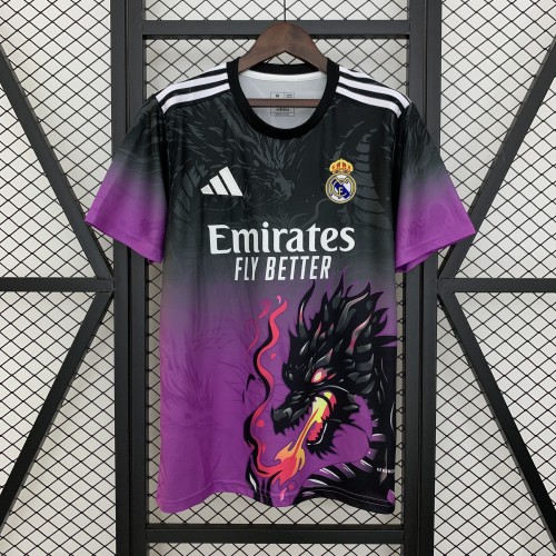 Fans Version 2025-2026 Real Madrid Black/Purple Dragon Soccer Jersey Real Football Shirt