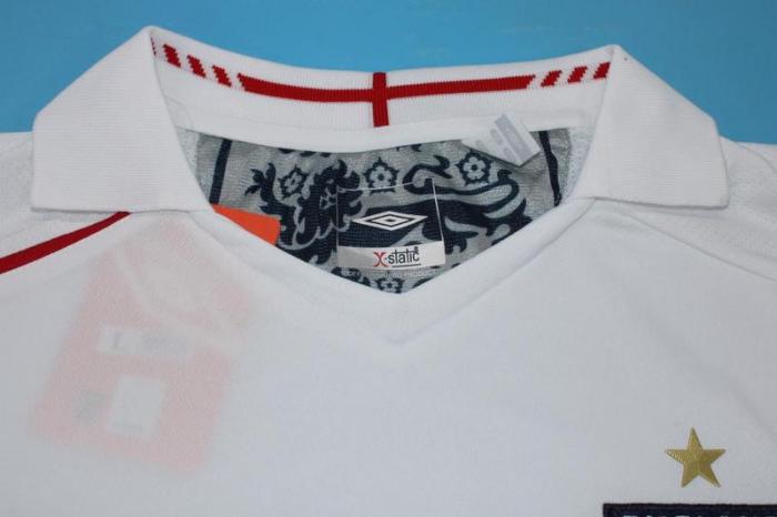 with Euro Patch Retro Jersey Long Sleeve 2006 England Home Soccer Jersey