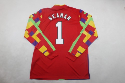 Retro Jersey Long Sleeve 1996 England 1 SEAMAN Orange Soccer Jersey Vintage Football Shirt