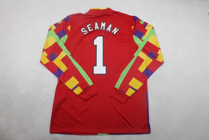 Retro Jersey Long Sleeve 1996 England 1 SEAMAN Orange Soccer Jersey Vintage Football Shirt