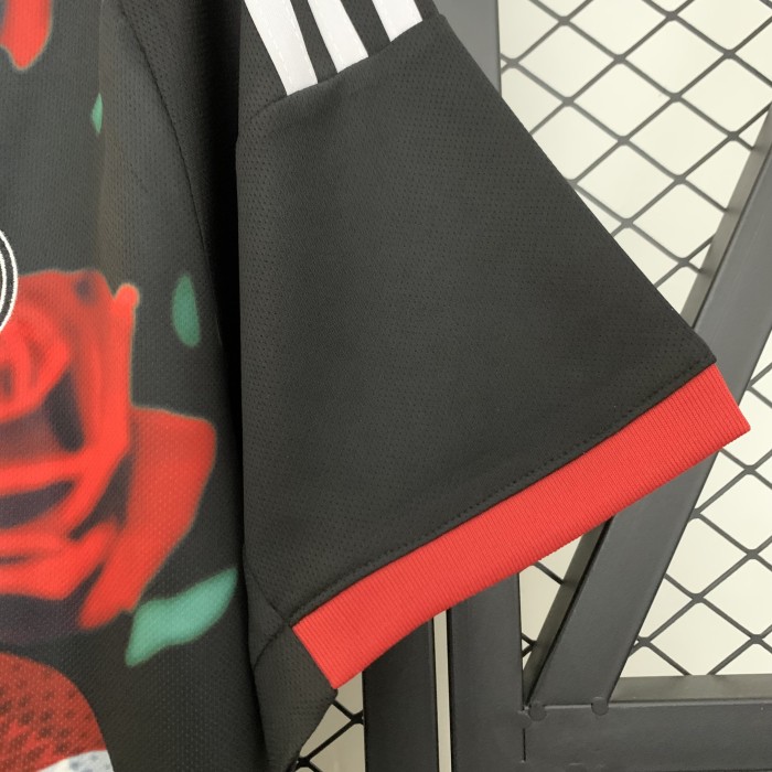 Fans Version 2025-2026 Real Madrid Black/Red Flower Soccer Jersey Real Football Shirt