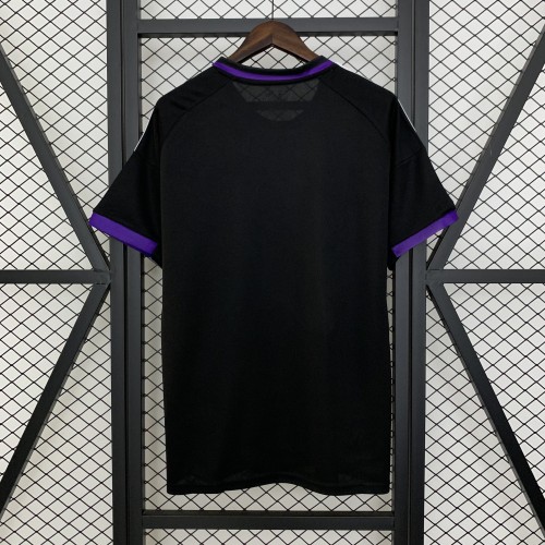 Fans Version 2025-2026 Real Madrid Black/Purple Flower Soccer Jersey Real Football Shirt