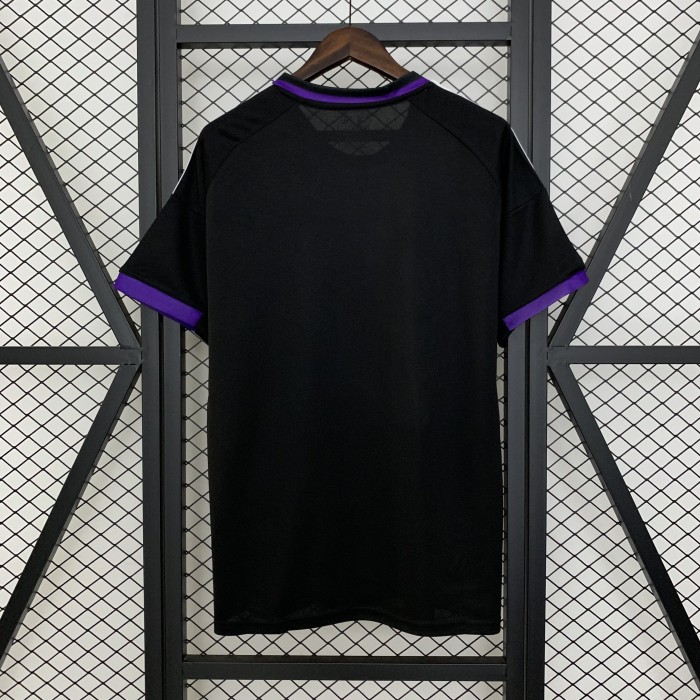 Fans Version 2025-2026 Real Madrid Black/Purple Flower Soccer Jersey Real Football Shirt