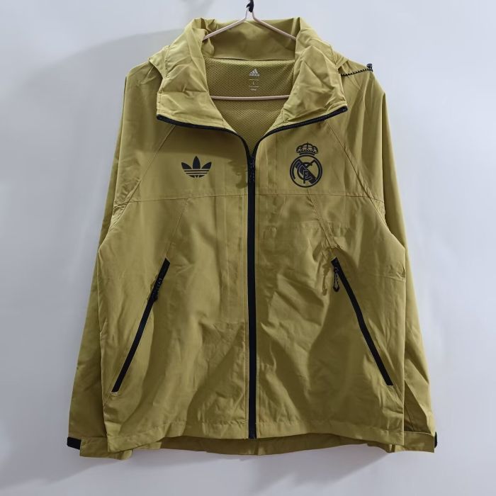 2025-2026 Real Madrid Gold Soccer Windbreaker Jacket Football Jacket