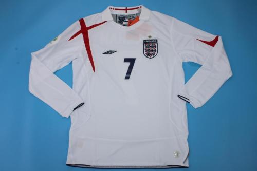 with Euro Patch Retro Jersey Long Sleeve 2006 England Home Soccer Jersey