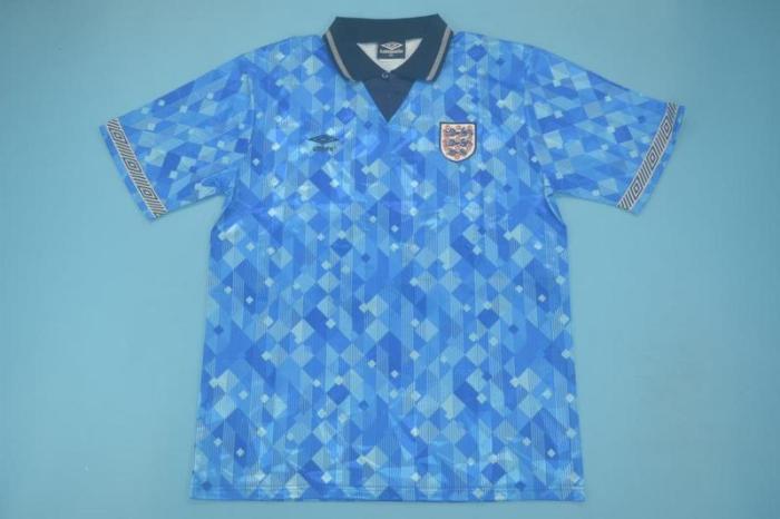 Retro Jersey 1990 England GASCOIGNE 19 Third Away Blue Soccer Jersey Vintage Football Shirt