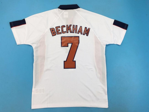 with Front Lettering Retro Jersey 1998 England 7 BECKHAM Home Soccer Jersey Vintage Football Shirt