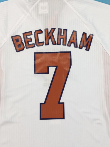 with Front Lettering Retro Jersey 1998 England 7 BECKHAM Home Soccer Jersey Vintage Football Shirt