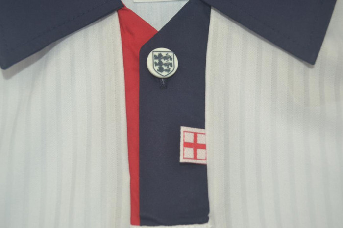 with Front Lettering Retro Jersey England 1998 Home White Soccer Jersey Vintage Football Shirt