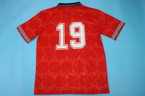 Retro Jersey 1990 England 19 Away Red Soocer Jersey Vintage Football Shirt