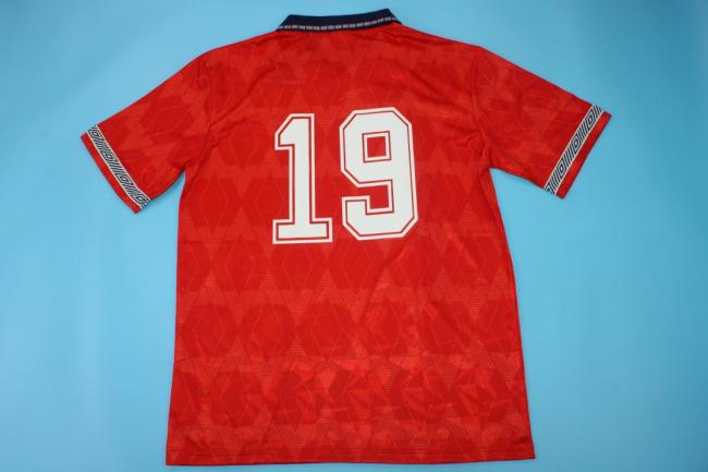 Retro Jersey 1990 England 19 Away Red Soocer Jersey Vintage Football Shirt