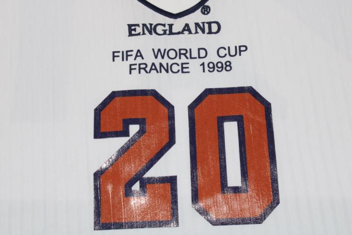 with Front Lettering Retro Jersey 1998 England 20 OWEN Home Soccer Jersey