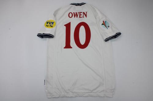 with Patch Retro Jersey 2000 England OWEN 10 Home Soccer Jersey Vintage Football Shirt