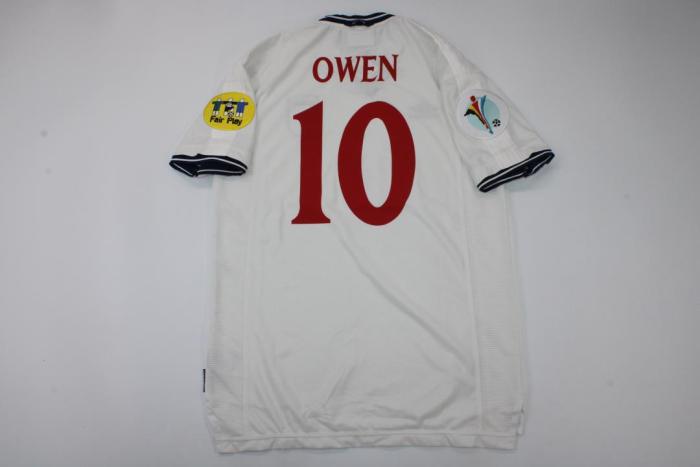 with Patch Retro Jersey 2000 England OWEN 10 Home Soccer Jersey Vintage Football Shirt