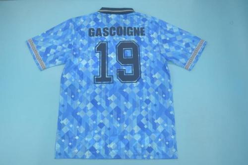 Retro Jersey 1990 England GASCOIGNE 19 Third Away Blue Soccer Jersey Vintage Football Shirt