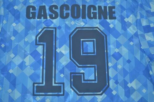 Retro Jersey 1990 England GASCOIGNE 19 Third Away Blue Soccer Jersey Vintage Football Shirt