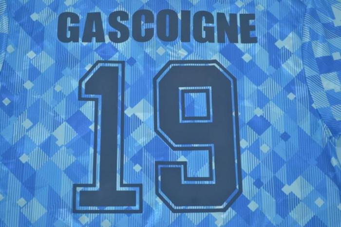 Retro Jersey 1990 England GASCOIGNE 19 Third Away Blue Soccer Jersey Vintage Football Shirt