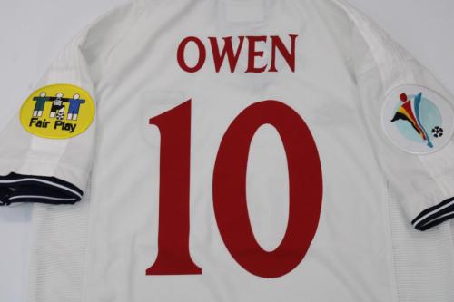 with Patch Retro Jersey 2000 England OWEN 10 Home Soccer Jersey Vintage Football Shirt