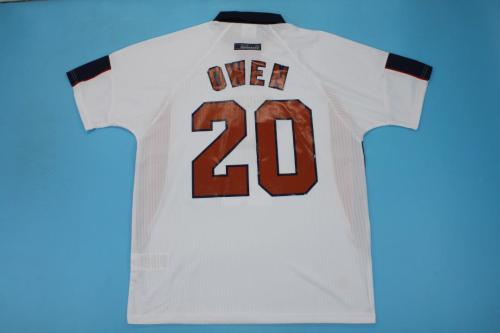 with Front Lettering Retro Jersey 1998 England 20 OWEN Home Soccer Jersey