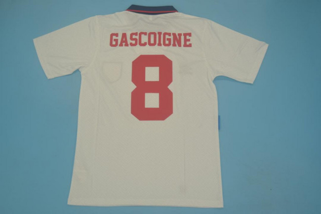 Retro Jersey England 1994 GASCOIGNE 8 Home Soccer Jersey Vintage Football Shirt