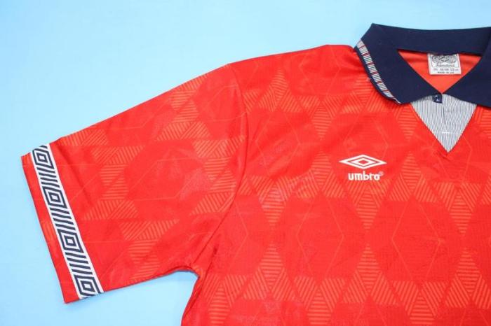 With Front Lettering Retro Jersey 1990 England Away Red Soocer Jersey Vintage Football Shirt