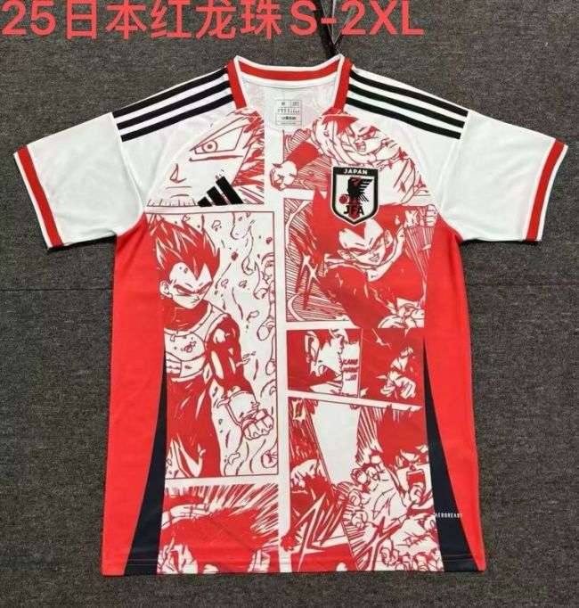 Fan Version 2025 Japan Red/White Comic Soccer Jersey Football Shirt