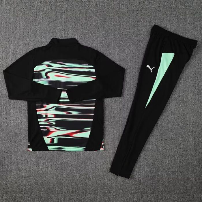 2025 Portugal Black/Green Soccer Training Sweater and Pants Football Kit