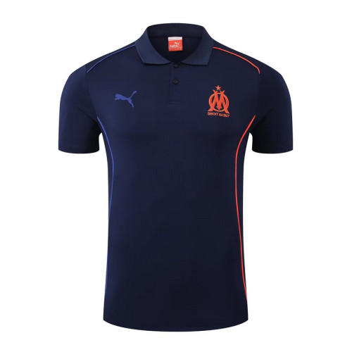 Fan Version 2025-2026 Olympique de Marseille Dark Blue Soccer Polo