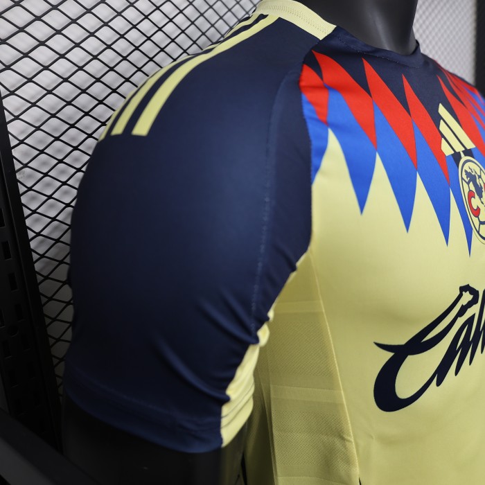 Player Version 2025-2026 Club America Aguilas Yellow/Blue/Red Special Edition Soccer Jersey Football Shirt