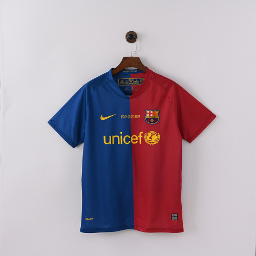 with Front Lettering Retro Jersey 2008-2009 Barcelona Home Soccer Jersey Vintage Camisetas de Futbol