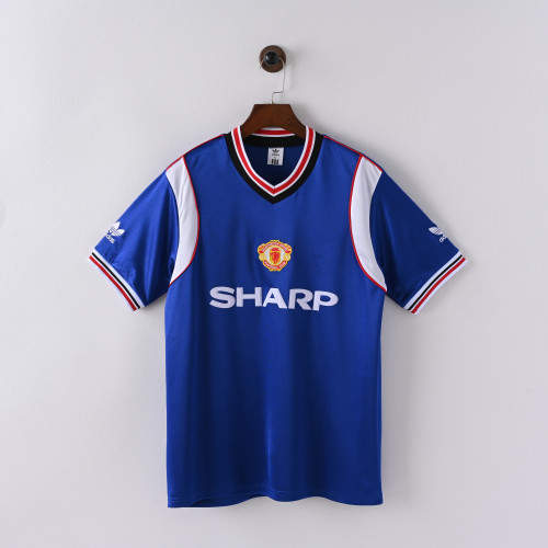 Retro Jersey 1984 Manchester United Third Away Blue Soccer Jersey Vintage Man U Football Shirt