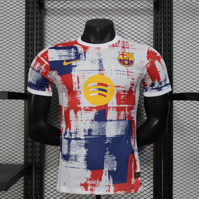 Barca Camisetas de Futbol Player Version 2025-2026 Barcelona White/Blue/Red Special Edition Soccer Jersey