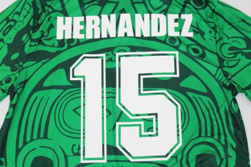 with Patch Retro Jersey 1998 Mexico HERNANDEZ 15 Home Soccer Jersey Vintage Football Shirt