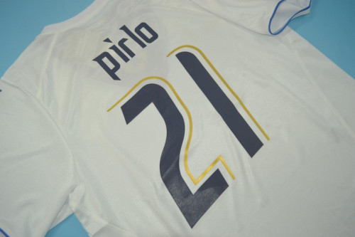 with World Cup Patch Retro Jersey 2006 Italy PIRLO 21 Away White Soccer Jersey Vintage Football Shirt