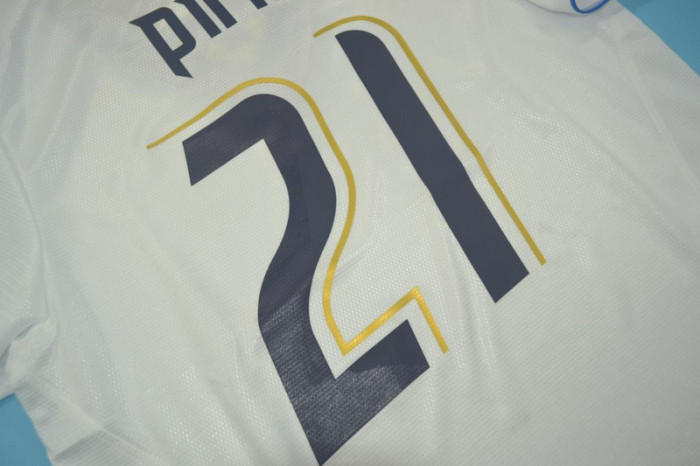 with World Cup Patch Retro Jersey 2006 Italy PIRLO 21 Away White Soccer Jersey Vintage Football Shirt