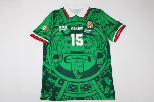 with Patch Retro Jersey 1998 Mexico Home Soccer Jersey Vintage Football Shirt