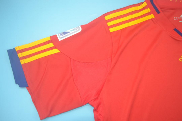 with World Cup Patch Retro Jersey Spain 2010 Home Soccer Jersey Vintage Football Shirt