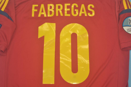 with Front Lettering+Euro Patch Retro Jersey 2012 Spain FABREGAS 10 Home Soccer Jersey Vintage Camiseta de España Football Shirt